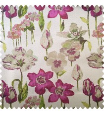 Purple green grey color beautiful flower designs with texture finished background natural look flower buds main curtain